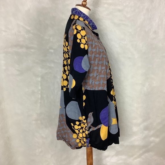 Mona Lisa Mixed Bird Print Art To Wear Flax Linen & Cotton Tunic Jacket OS - Picture 6 of 9